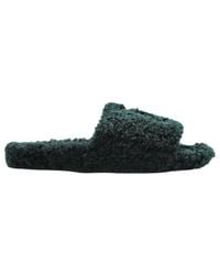 Balenciaga - Logo Fleece Slide Sandals - Lyst
