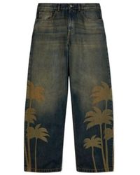 Palm Angels - Laser Palm Wide Leg Jeans - Lyst