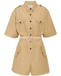 Prada - Short-Sleeved Belted Jumpsuit - Lyst