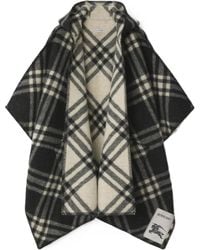 Burberry - Wool Reversible Check Cape - Lyst