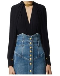 Elisabetta Franchi - Choker V-Neck Blouse - Lyst
