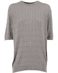Peserico - Crewneck Ribbed Jumper - Lyst