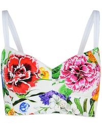 Dolce & Gabbana - Floral Printed Cropped Top - Lyst