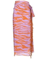 The Attico - The Zebra Printed Fringed Skirt - Lyst