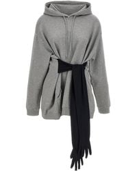 MM6 by Maison Margiela - Tie Detailed Hooded Mini Dress - Lyst