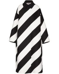 Valentino - Stripe-Pattern Virgin Wool-Blend Coat - Lyst