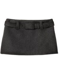 Miu Miu - Waxed Double Wool Miniskirt - Lyst