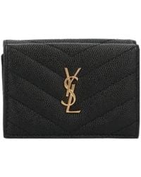 Saint Laurent - Cassandre Logo Plaque Quilted Wallet - Lyst