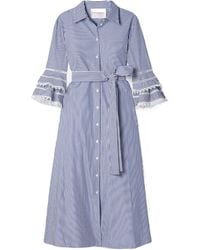 Carolina Herrera - Tie-Waist Striped Shirt Dress - Lyst