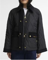 Barbour - Diamond-Quilted Jacket With Corduroy Collar - Lyst