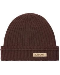 Burberry - Logo Patch Knitted Beanie - Lyst
