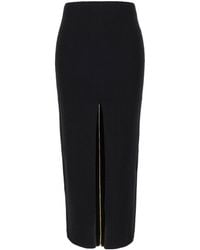 Patou - Ribbed-Knit Front-Slit Midi Skirt - Lyst