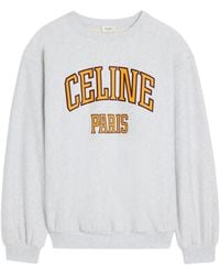 Celine - Wide Cotton Fleece Sweatshirt - Lyst