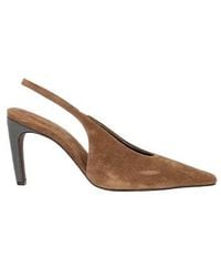 Brunello Cucinelli - Squaretoe Slingback Block Heels - Lyst