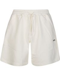 MSGM - Logo Printed Drawstring Shorts - Lyst