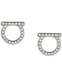 Ferragamo - Ferragamo Gancini Embellished Large Earrings - Lyst