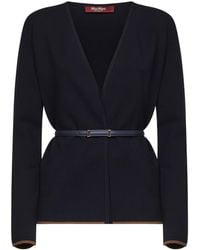 Max Mara - Studio Dente Contrast-Trim Belted Cardigan - Lyst