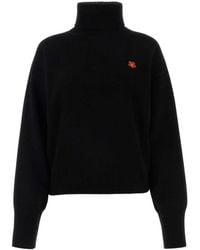 KENZO - Flower Embroidered High Neck Jumper - Lyst