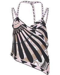 PUCCI - Pucci Printed Asymmetric Silk Top - Lyst