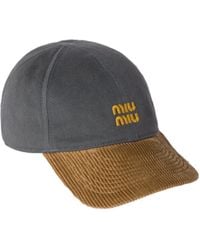 Miu Miu - Denim And Corduroy Baseball Cap - Lyst