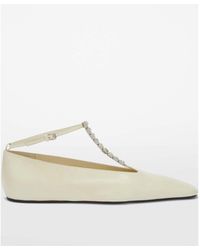 Jil Sander - Embellished Ankle Strapped Ballerina Shoes - Lyst