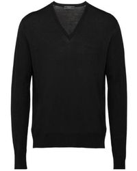Prada - V-Neck Knitted Jumper - Lyst