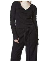 Thom Krom - V-Neck Gathered-Sleeve Top - Lyst