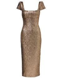 Roland Mouret - Draped Lamé Jacquard Cocktail Dress - Lyst
