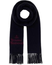 Vivienne Westwood - Embroidered Logo Fringe Scarf - Lyst
