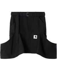 Sacai - Belted Draped Cotton-Canvas Mini Skirt - Lyst