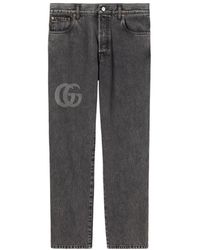 Gucci - Logo Detailed Slim Fit Denim Jeans - Lyst