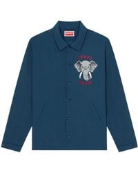 KENZO - Logo Printed Collared Button-Up Jacket - Lyst