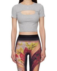 Marine Serre - Elastical Rib Knit T-Shirt - Lyst