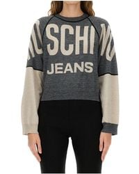Moschino - Jeans Inlaid Logo Knitted Jumper - Lyst