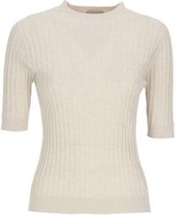 Peserico - Ribbed Half-Sleeve Knitted Sweater - Lyst