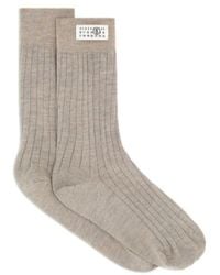 MM6 by Maison Margiela - Ribbed Logo-Patch Socks - Lyst