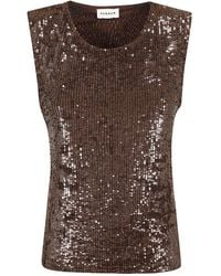 P.A.R.O.S.H. - Sleeveless Top Round Neck Sequin Detail - Lyst