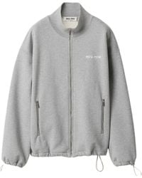 Miu Miu - Cotton Fleece Zipper Sweatshirt - Lyst