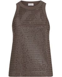 Brunello Cucinelli - Stretch-Cotton Sequin-Embellished Tank Top - Lyst