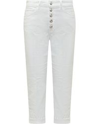 Dondup - Button Detailed Cropped Tapered Jeans - Lyst