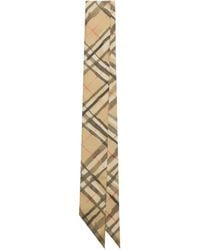 Burberry - Skinny Watercolour Check Silk Scarf - Lyst