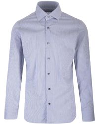 Barba Napoli - Mini-Check Curved Hem Shirt - Lyst