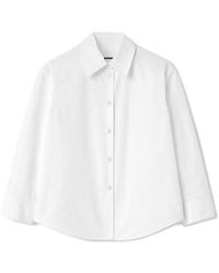 Jil Sander - Three-Quarter Sleeved Cropped Poplin Shirt - Lyst