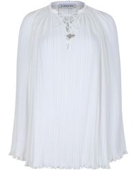 Lanvin - V-Neck Pleated Blouse - Lyst