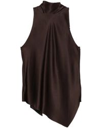 Brunello Cucinelli - Asymmetric-Hem Silk Top - Lyst
