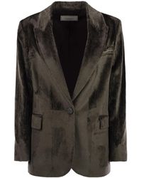 Peserico - Velvet Striped Blazer - Lyst
