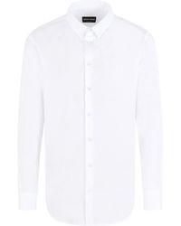 Giorgio Armani - Curved Hem Poplin Shirt - Lyst