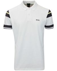 BOSS - Striped-Panel Polo Shirt - Lyst