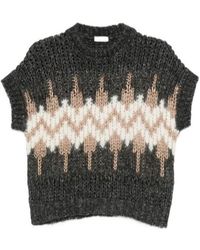 Peserico - Geometric-Pattern Knit Sweater - Lyst