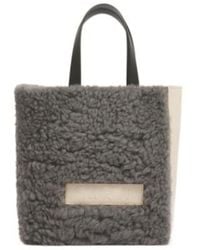 Marni - Logo Detailed Shearling Tote Bag - Lyst